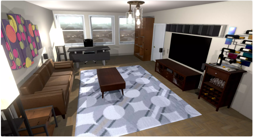 Interior de sala de estar virtual
