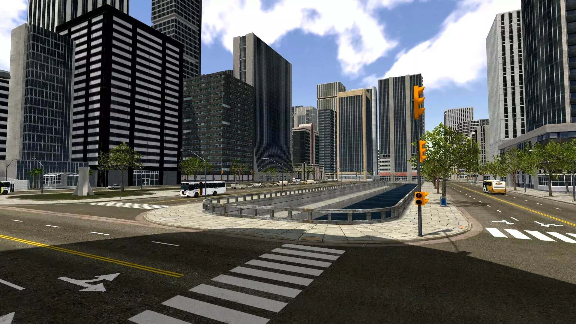 Plaza virtual arbolada
